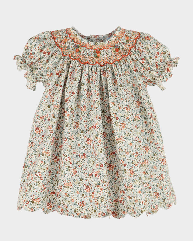 Girl's Autumn Glow Smocked Bishop Dress, Size 6M-24